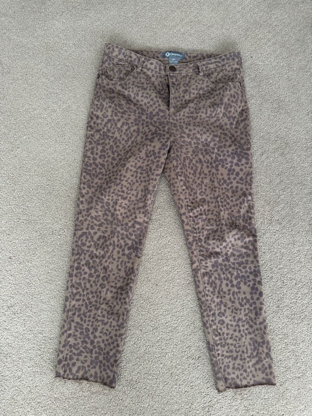 Democracy Leopard Print Skinny Jeans - Taupe & Dark Brown